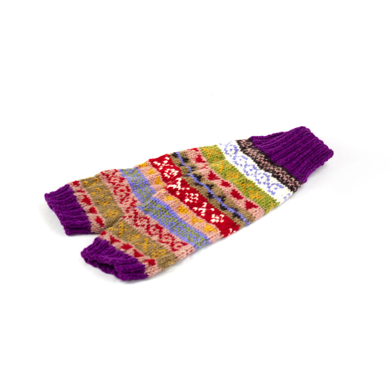 Hand knitted, woolen leg warmers, 100% sheep wool, ethically made, purple