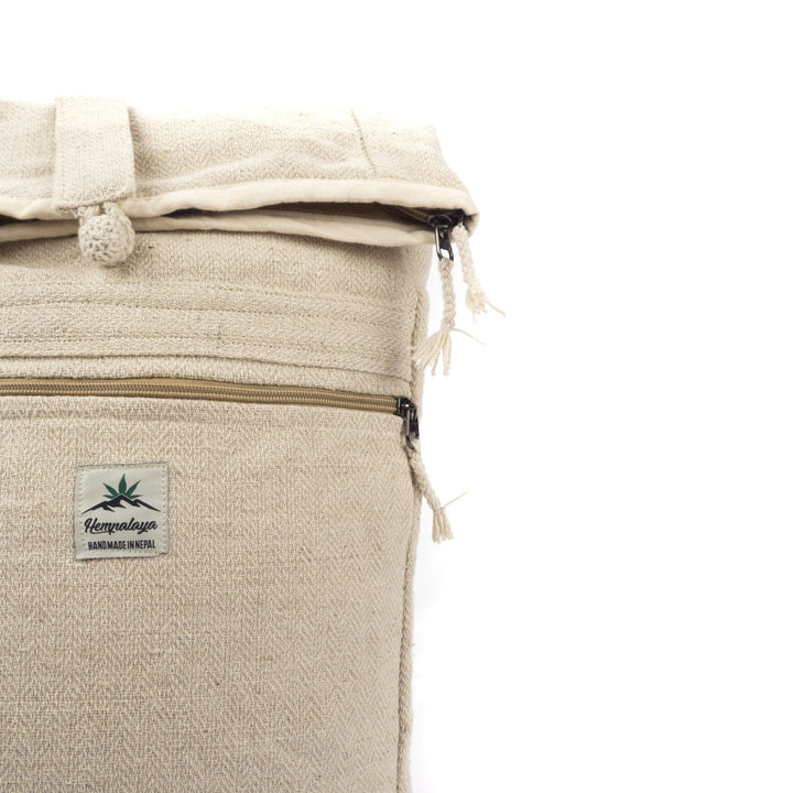 Hemp rolltop backpack, natural - Hempalaya