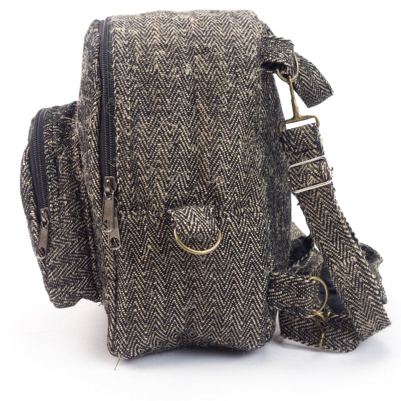 Hemp 2 in 1 mini backpack, black - Hempalaya