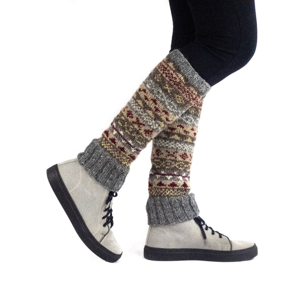 Hand knitted, woolen leg warmers, 100% sheep wool, ethically made, dark grey
