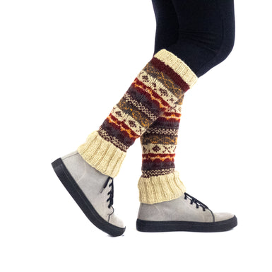 Hand knitted, woolen leg warmers, 100% sheep wool, ethically made, brown