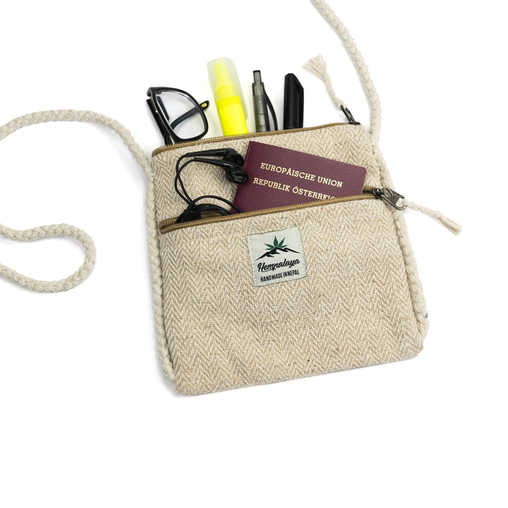 Hemp neck pouch, natural - Hempalaya